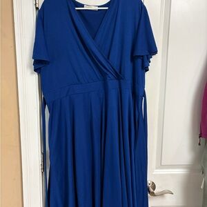 Women's Wrap Midi Dress in Cobalt Blue